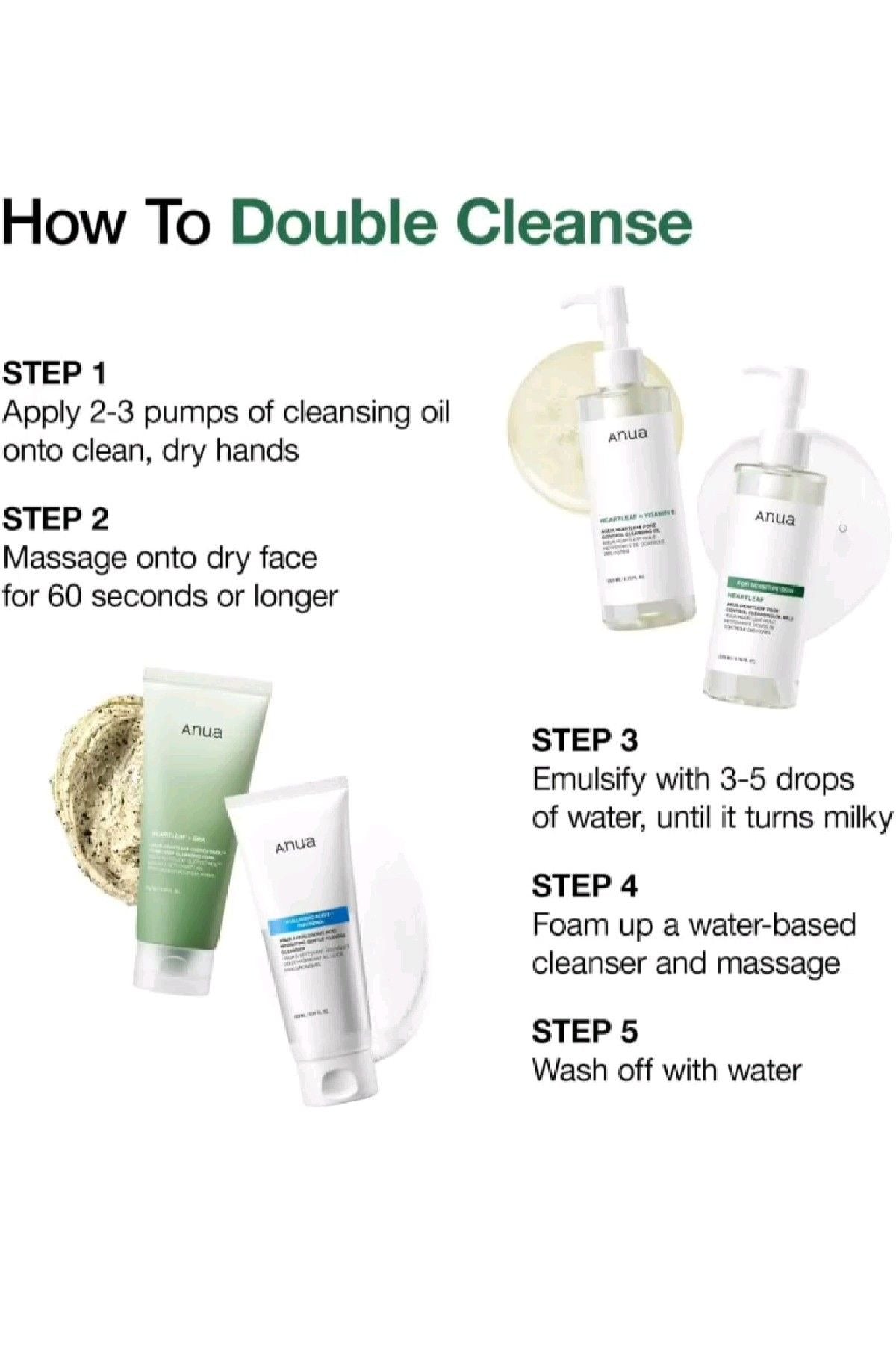 Anua Double Cleansing Bundle (Heartleaf Cleansing Oil + Heartleaf Quercitinol Foam Cleanser)
