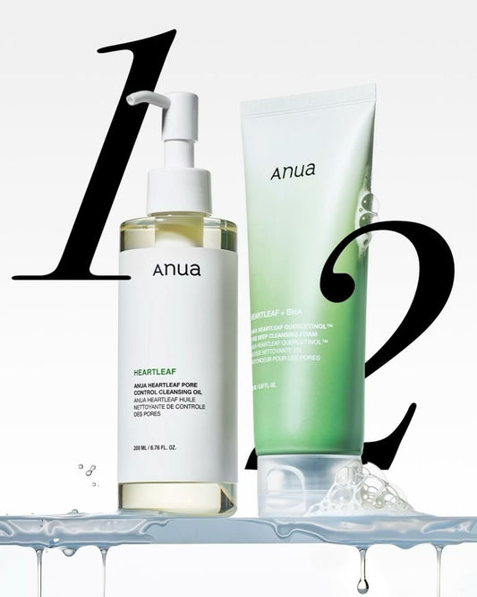 Anua Double Cleansing Bundle (Heartleaf Cleansing Oil + Heartleaf Quercitinol Foam Cleanser)