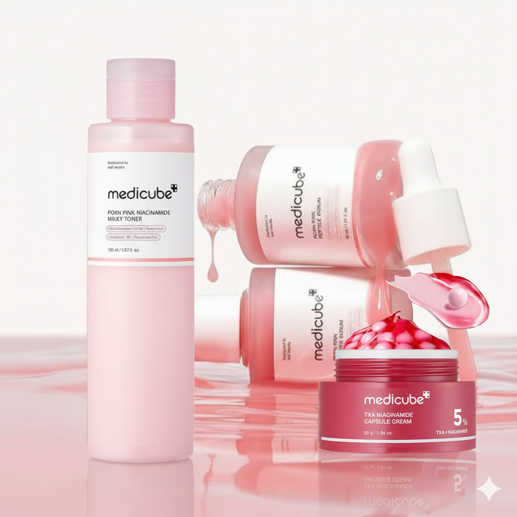 MEDICUBE Viral Triple Bundle ( Milky Toner + Pink Peptide Serum + TXA Nicinamide Capsule Cream