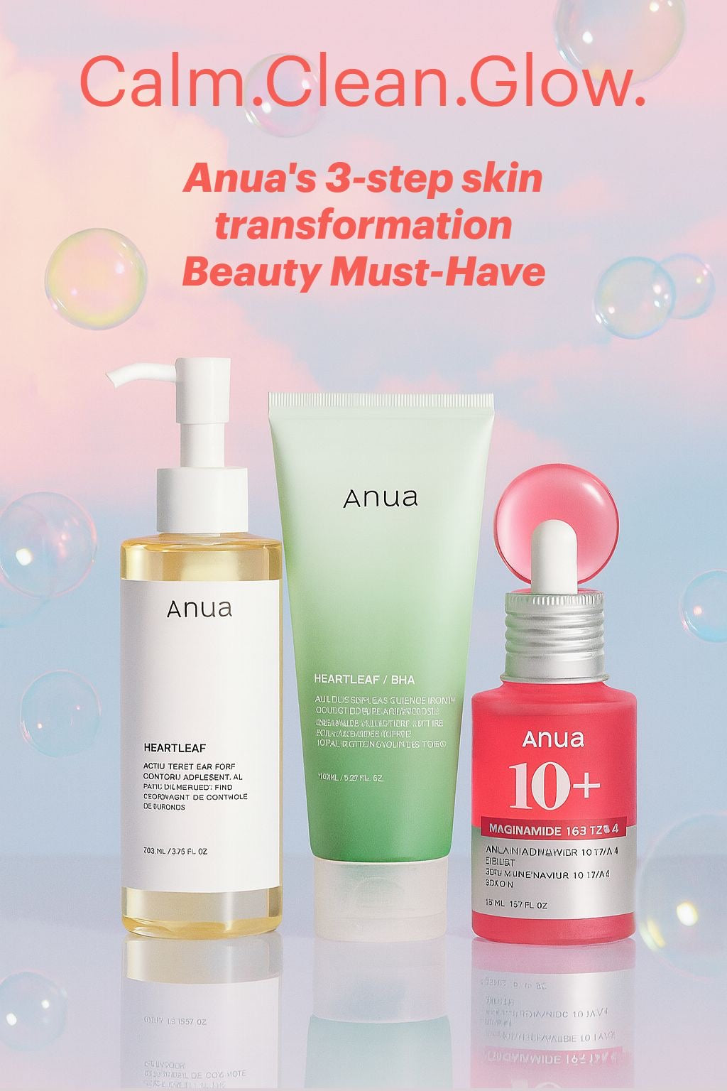 ANUA Viral Triple Care Bundle ( Anua Heartleaf Cleansing Oil + Cleansing Foam + Nicinamide Serum )