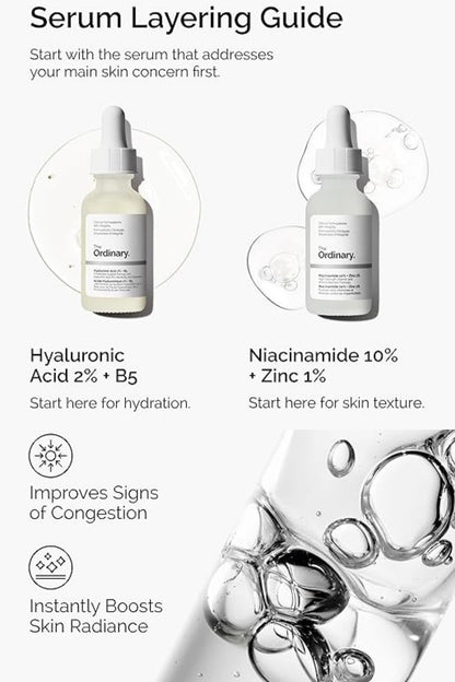 The Ordinary Most Loved Dou ( Nicinamide 10%_ Zinc1% + Hyaluronic Acid 2%_ B5(with Ceamides) )